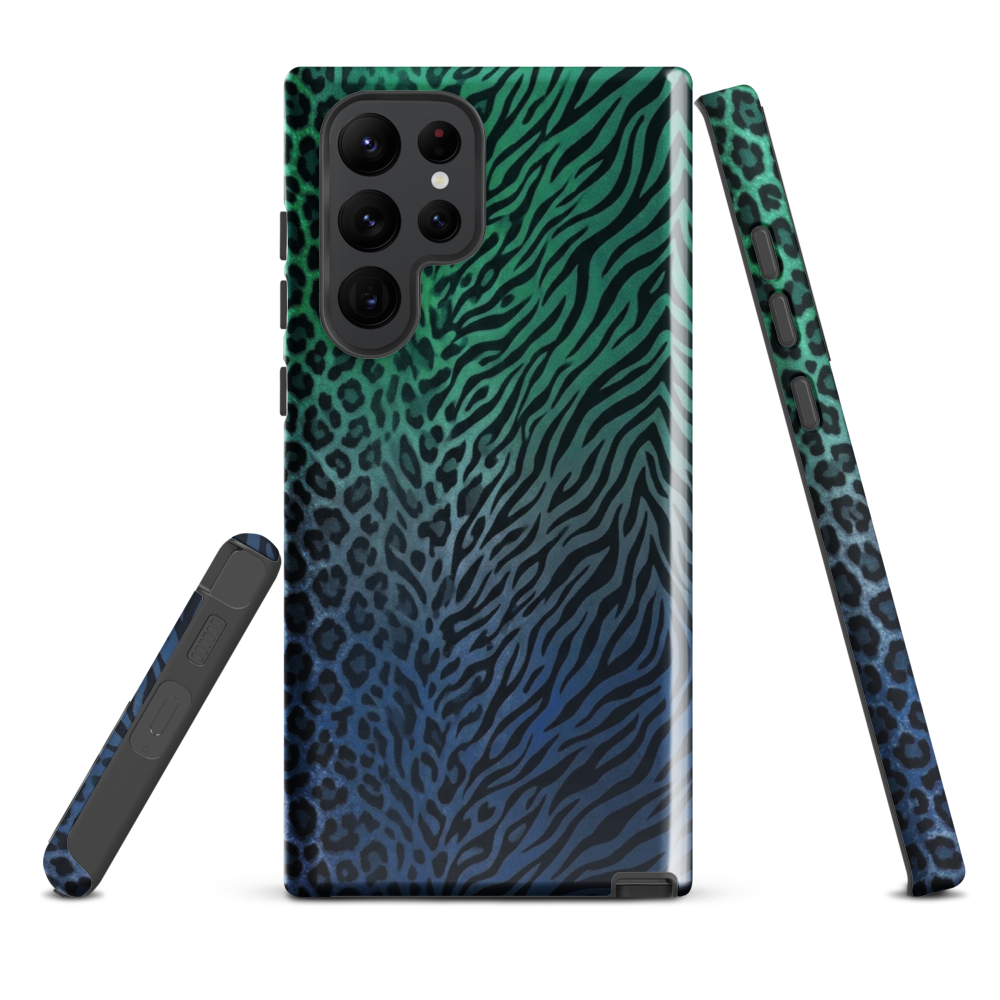 Blue to Teal Zebra & Leopard Print Tough Case for Samsung
