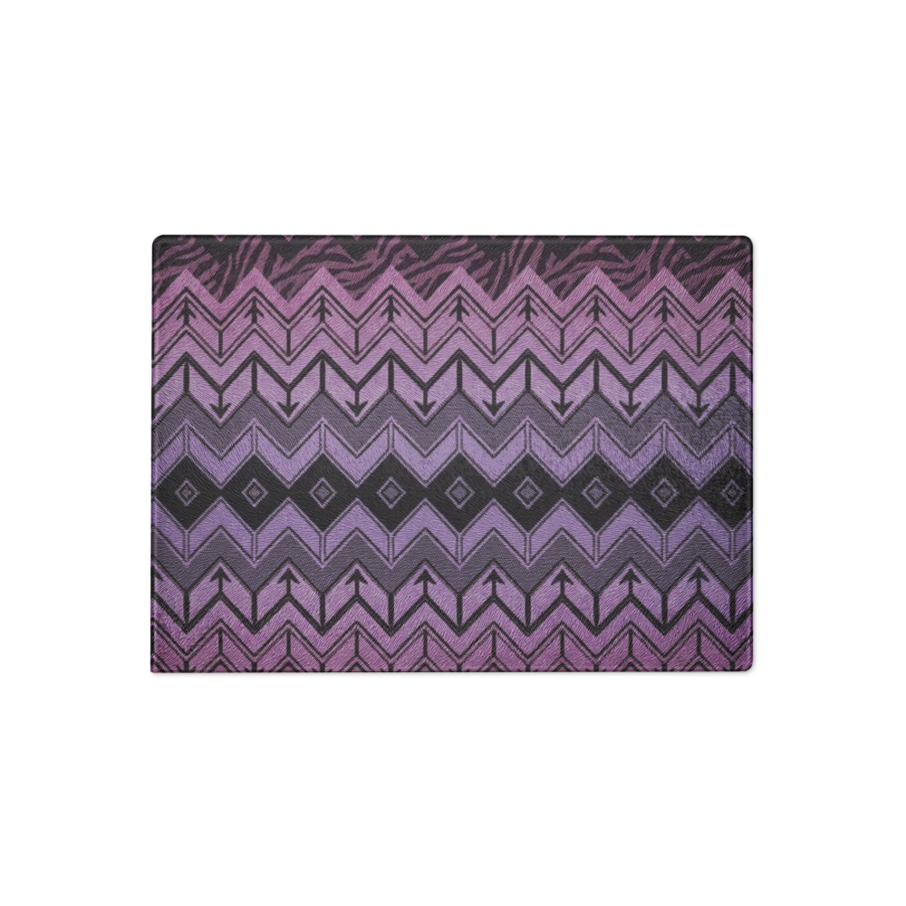 Purple Zebra & Leopard Print Special Edition Chevron Pattern Glass Cutting Board