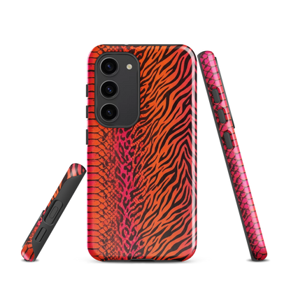 Sunset Orange & Pink Snake Skin Leopard & Zebra Print Tough Case for Samsung