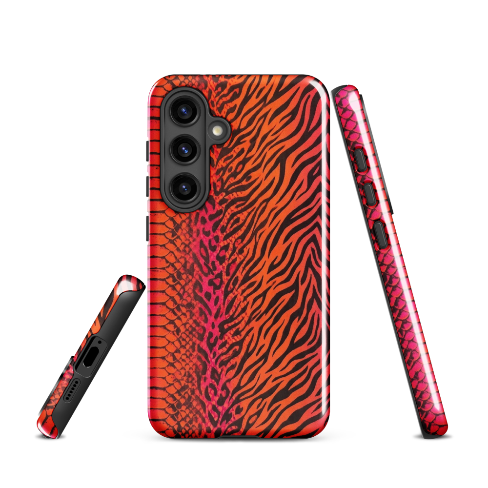 Sunset Orange & Pink Snake Skin Leopard & Zebra Print Tough Case for Samsung