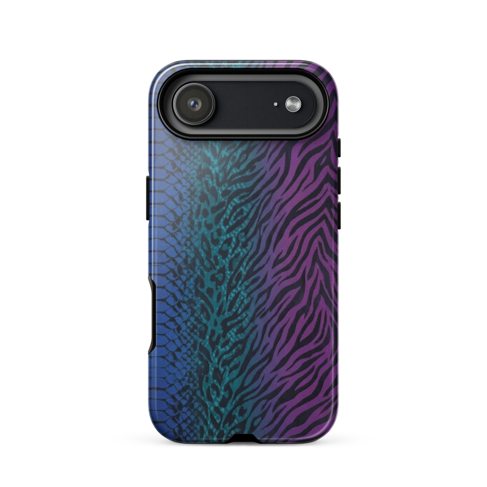 Blue to Purple Dark Snake Zebra & Leopard Print Tough Case for iPhone®