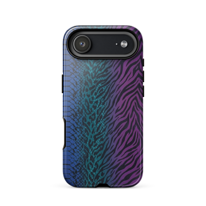 Blue to Purple Dark Snake Zebra & Leopard Print Tough Case for iPhone®