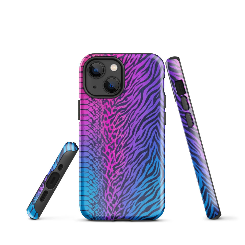 Pink & Blue Snake Skin Leopard & Zebra Print Tough Case for iPhone®