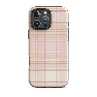 Pink & Cream Plaid Coquette Print Tough Case for iPhone®
