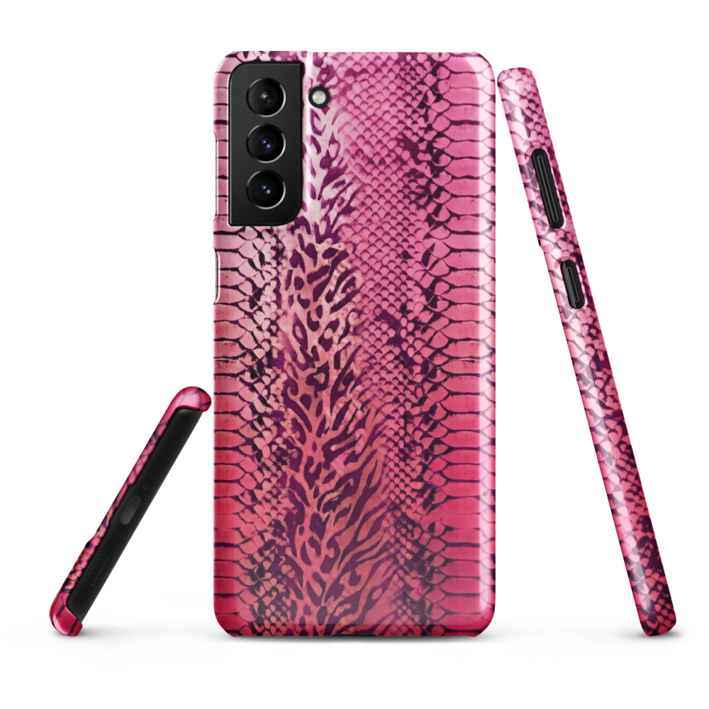 Neon Pink Snake Skin & Leopard Print Snap Case for Samsung