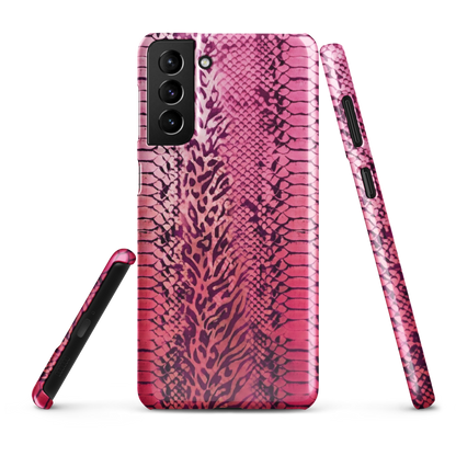 Neon Pink Snake Skin & Leopard Print Snap Case for Samsung