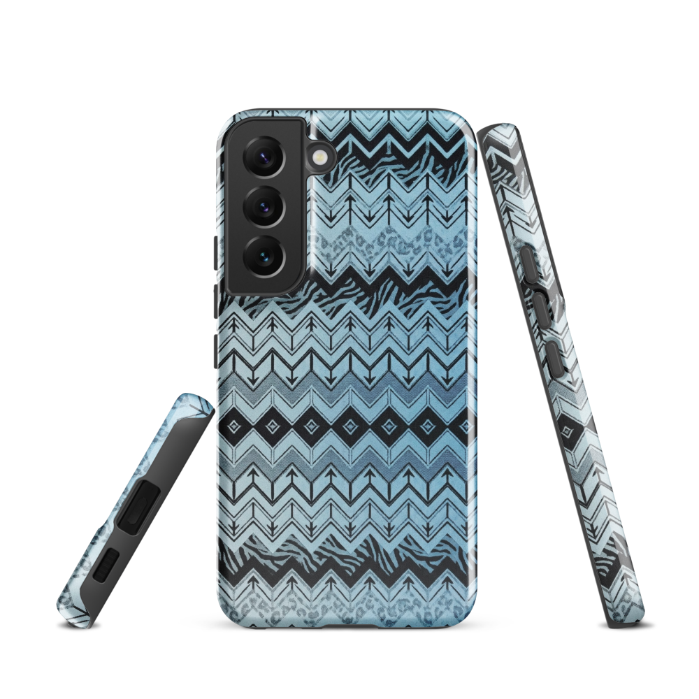 Blue Chevron Pattern Leopard & Zebra Print Tough Case for Samsung