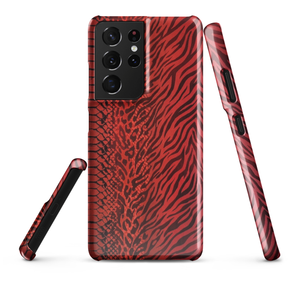 Red Zebra Snake & Leopard Print Snap Case for Samsung
