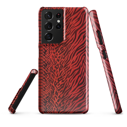 Red Zebra Snake & Leopard Print Snap Case for Samsung