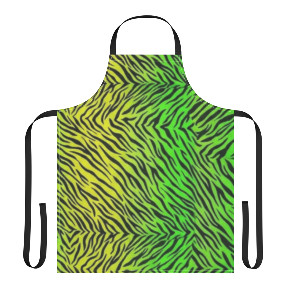 Neon Green and Yellow Zebra Print Strap Apron