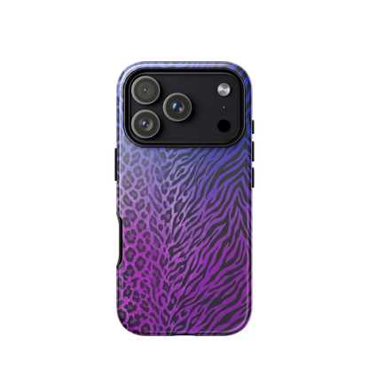 Purple to Blue Zebra & Leopard Print Tough Case for iPhone®