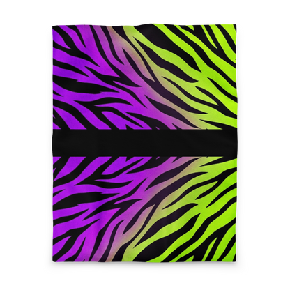 Neon Green and Purple Zebra Print y2k Microfiber Duvet Cover