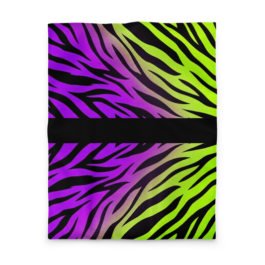 Neon Green and Purple Zebra Print y2k Microfiber Duvet Cover