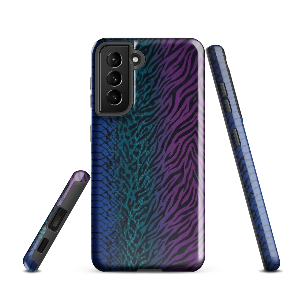 Blue to Purple Dark Snake Zebra & Leopard Print Tough Case for Samsung