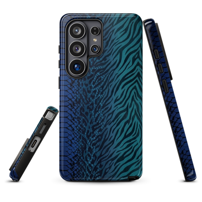 Blue & Teal Snake Skin Zebra & Leopard Print Tough Case for Samsung