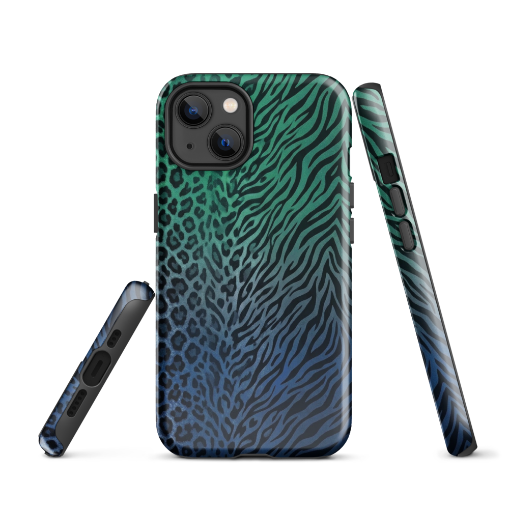 Blue to Teal Zebra & Leopard Print  Tough Case for iPhone®