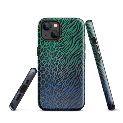 Blue to Teal Zebra & Leopard Print  Tough Case for iPhone®
