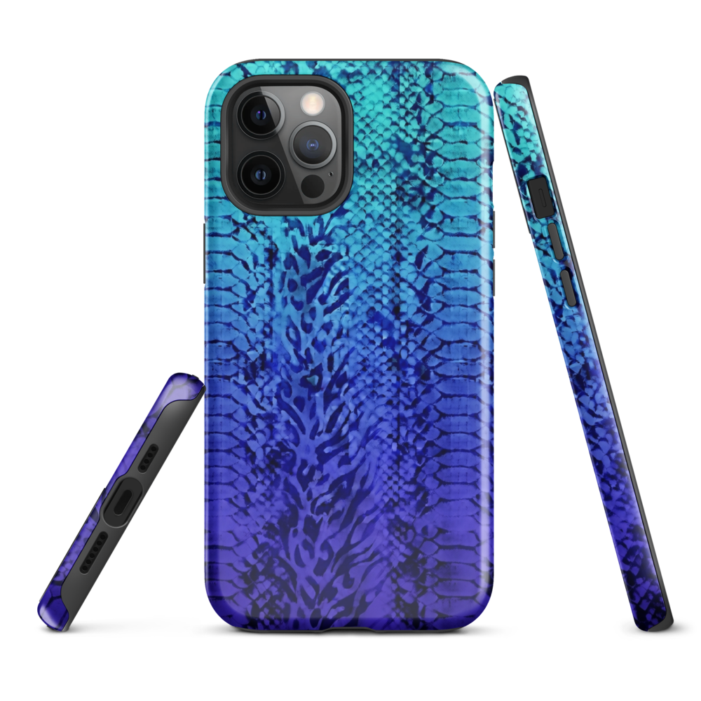 Vibrant Blue Snake & Leopard Print Tough Case for iPhone®