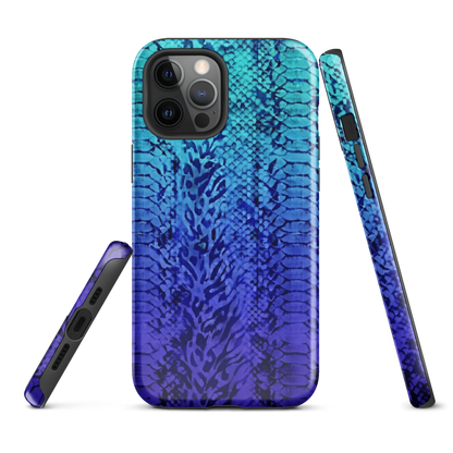 Vibrant Blue Snake & Leopard Print Tough Case for iPhone®