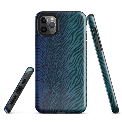 Blue & Teal Snake Skin Zebra & Leopard Print Tough Case for iPhone®