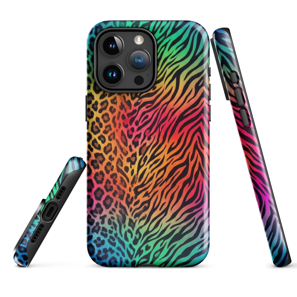 Vibrant Rainbow Zebra & Leopard Print Tough Case for iPhone®