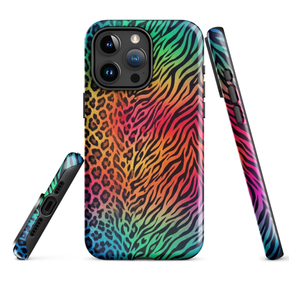 Vibrant Rainbow Zebra & Leopard Print Tough Case for iPhone®