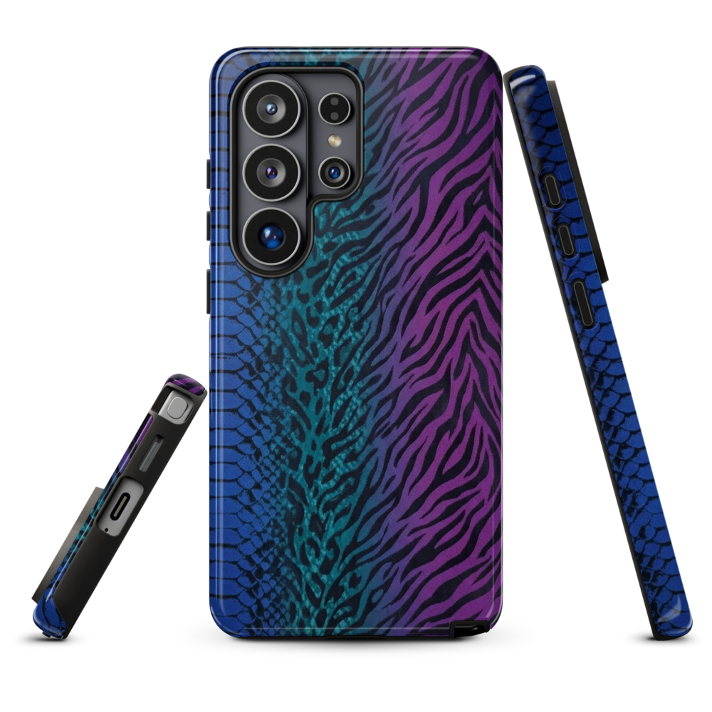 Blue to Purple Dark Snake Zebra & Leopard Print Tough Case for Samsung