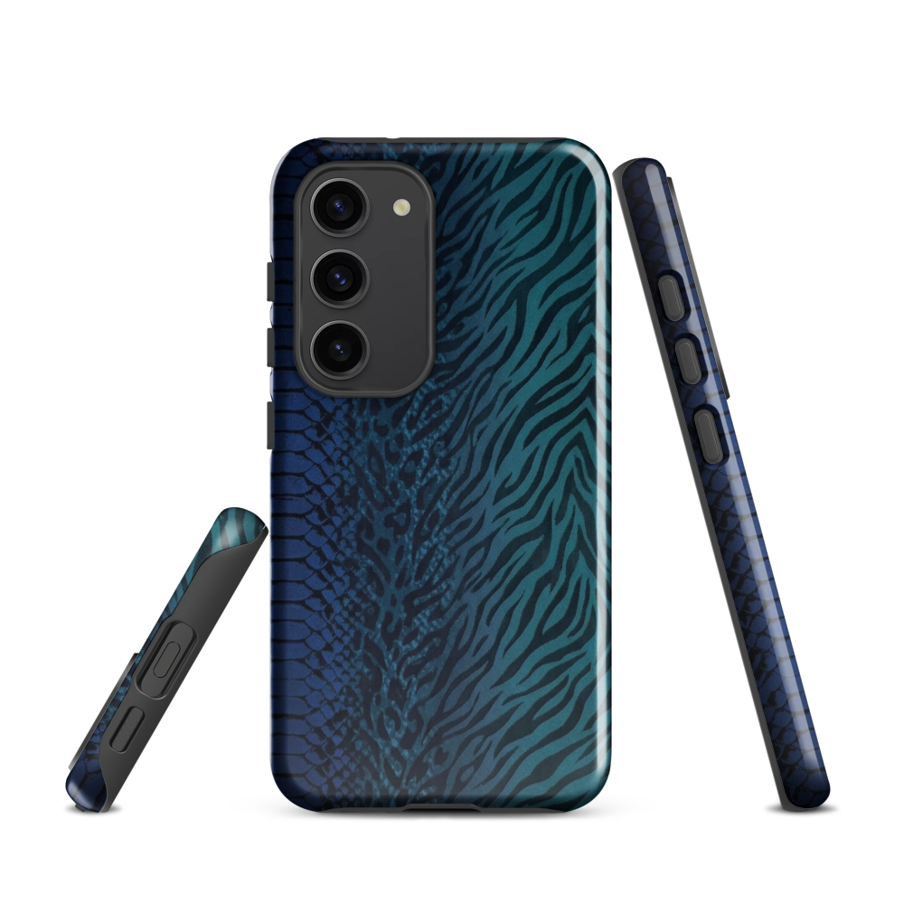 Blue & Teal Snake Skin Zebra & Leopard Print Tough Case for Samsung