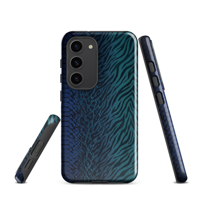 Blue & Teal Snake Skin Zebra & Leopard Print Tough Case for Samsung