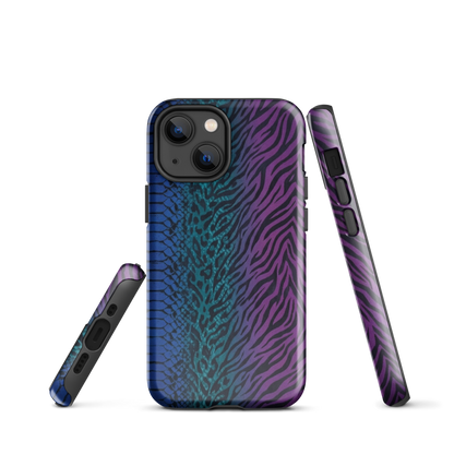 Blue to Purple Dark Snake Zebra & Leopard Print Tough Case for iPhone®