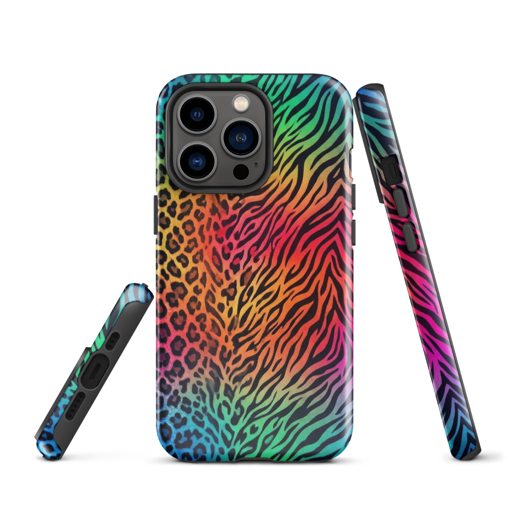 Vibrant Rainbow Zebra & Leopard Print Tough Case for iPhone®