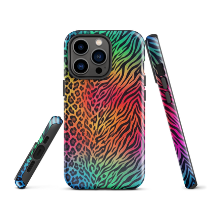 Vibrant Rainbow Zebra & Leopard Print Tough Case for iPhone®
