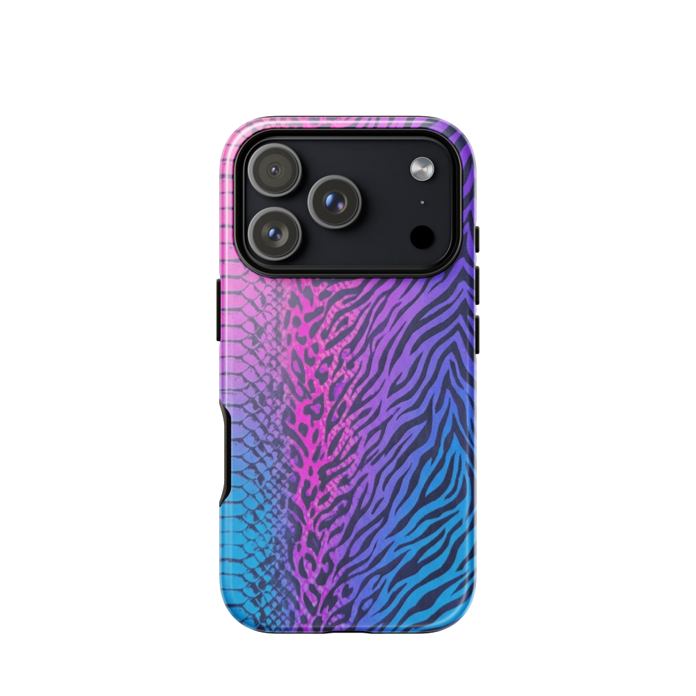 Pink & Blue Snake Skin Leopard & Zebra Print Tough Case for iPhone®