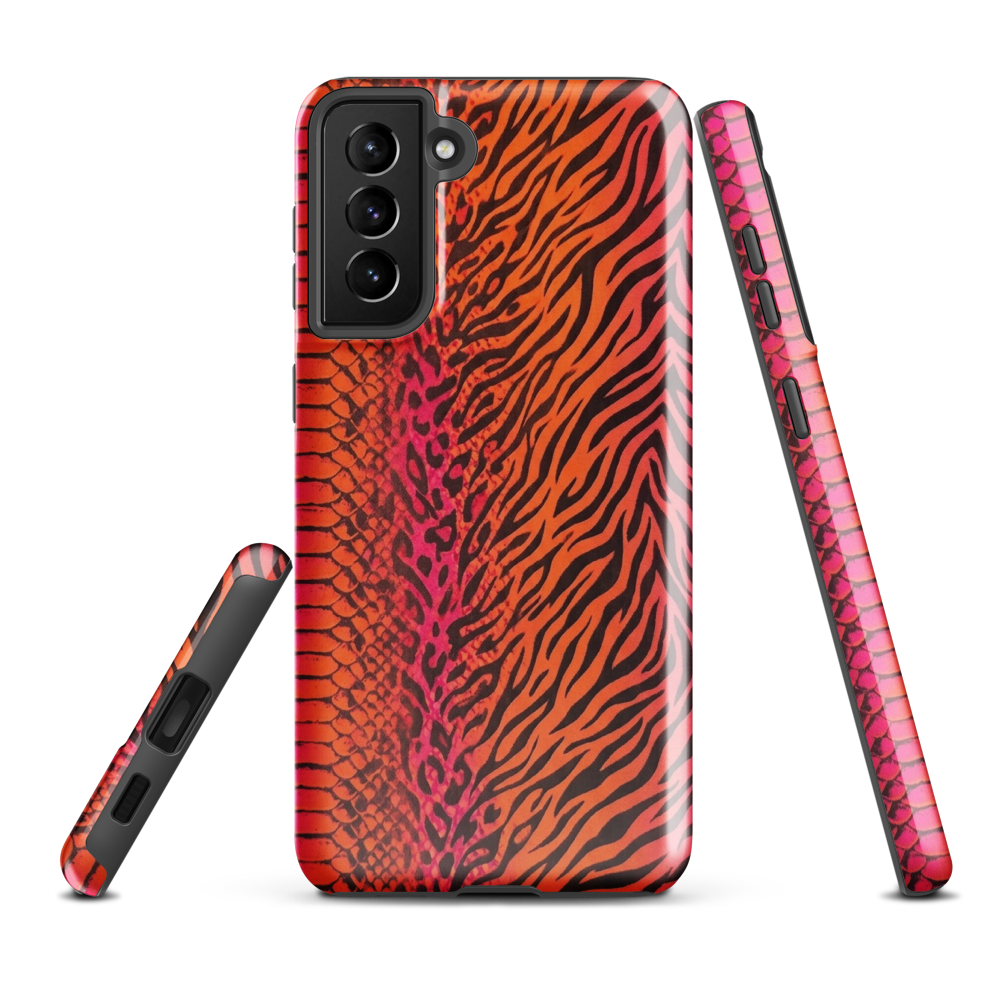 Sunset Orange & Pink Snake Skin Leopard & Zebra Print Tough Case for Samsung
