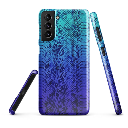 Vibrant Blue Snake & Leopard Print Snap Case for Samsung