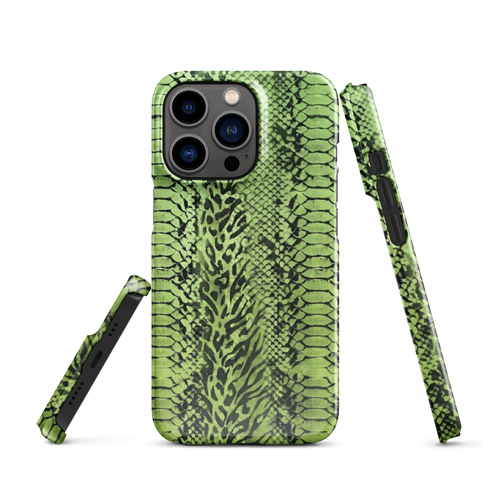 Green Snake Leopard & Zebra Print Snap Case for iPhone