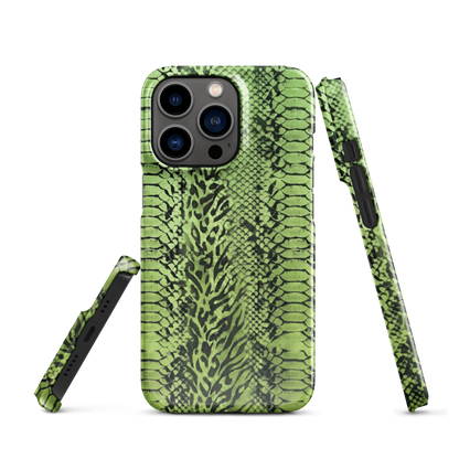 Green Snake Leopard & Zebra Print Snap Case for iPhone