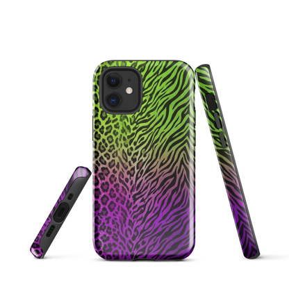 Neon Green & Purple Zebra & Leopard Print Tough Case for iPhone®