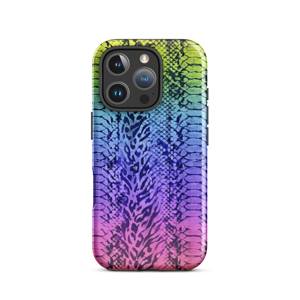 Neon Rainbow Snake Skin & Leopard Print Tough Case for iPhone®