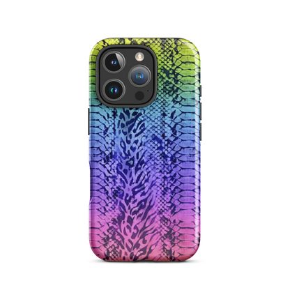 Neon Rainbow Snake Skin & Leopard Print Tough Case for iPhone®