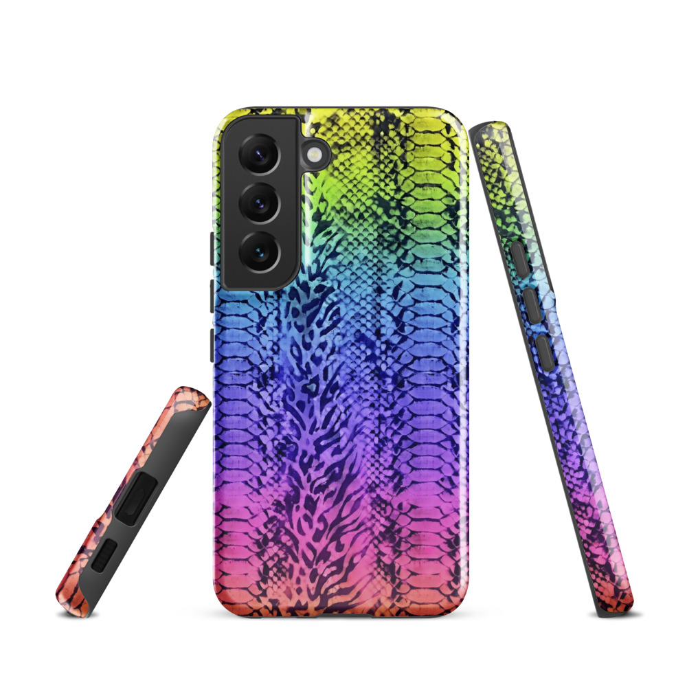 Vibrant Rainbow Snake Skin & Leopard Print Tough Case for Samsung