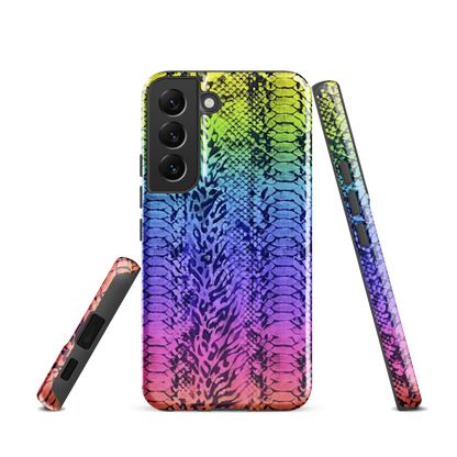 Vibrant Rainbow Snake Skin & Leopard Print Tough Case for Samsung
