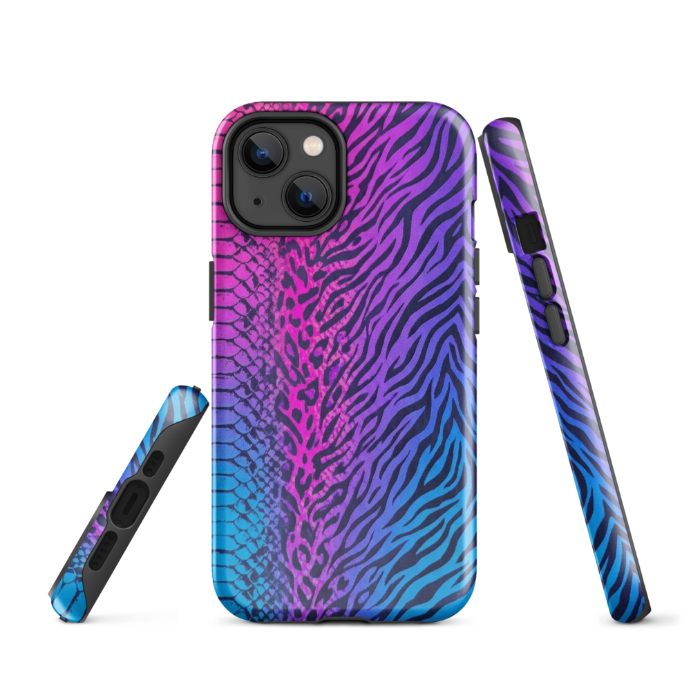 Pink & Blue Snake Skin Leopard & Zebra Print Tough Case for iPhone®