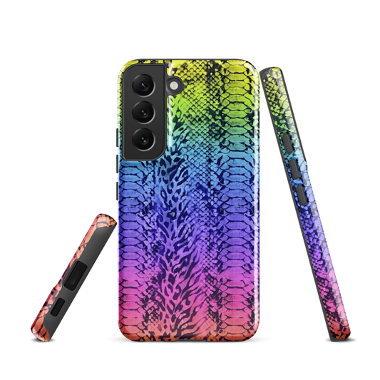 Vibrant Rainbow Snake Skin & Leopard Print Tough Case for Samsung