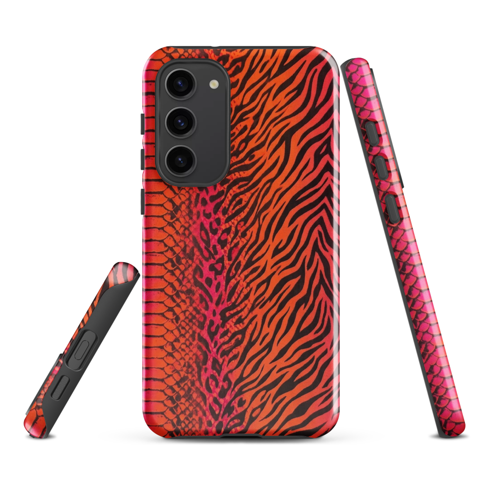 Sunset Orange & Pink Snake Skin Leopard & Zebra Print Tough Case for Samsung
