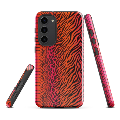 Sunset Orange & Pink Snake Skin Leopard & Zebra Print Tough Case for Samsung