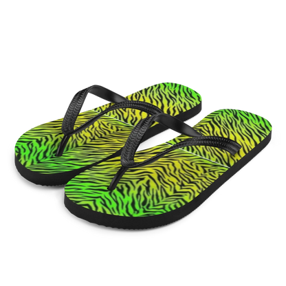 Neon Yellow and Green Zebra Print Sublimation Flip Flops