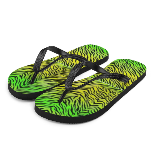 Neon Yellow and Green Zebra Print Sublimation Flip Flops