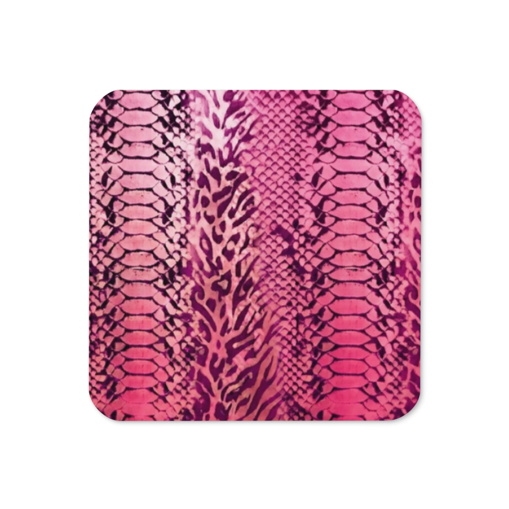 Pink Snake Skin & Leopard Print Cork-Back Coaster