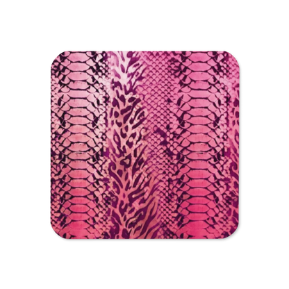 Pink Snake Skin & Leopard Print Cork-Back Coaster